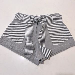 Derek Lam 10 Crosby Pinstripe Cotton Tie Shorts
